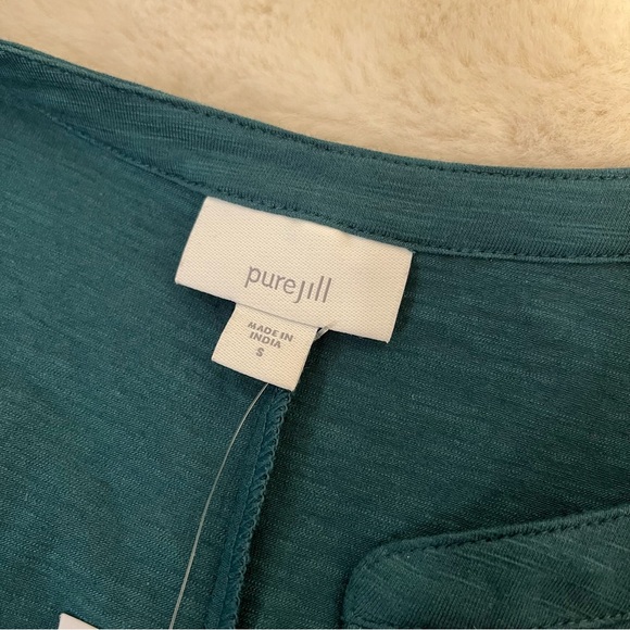 J. Jill Pure Jill Teal Green Valley Knit Jumpsuit Cropped Leg Belted Small - Picture 4 of 8